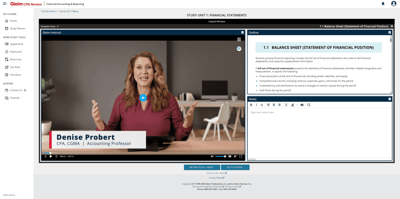 Gleim CPA Review video lesson on FAR