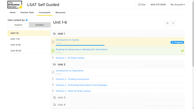 Princeton Review LSAT Coursework