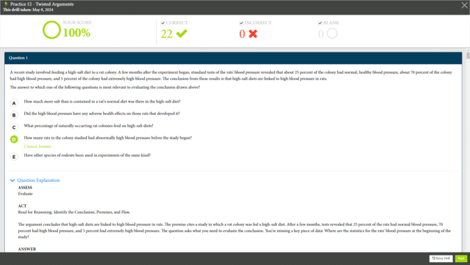 Princeton Review LSAT score report