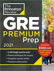princeton review gre prep book