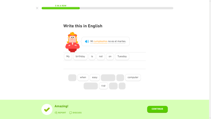 yesterday i started my homework in spanish duolingo meaning