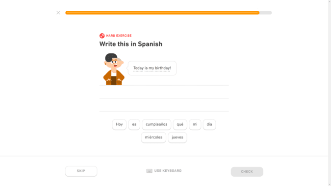 duolingo spanish exercise