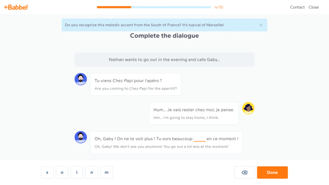 Babbel French lessons