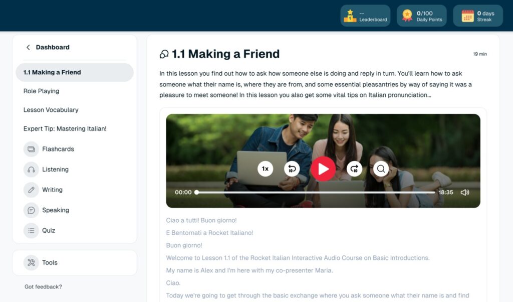 Rocket Languages drill