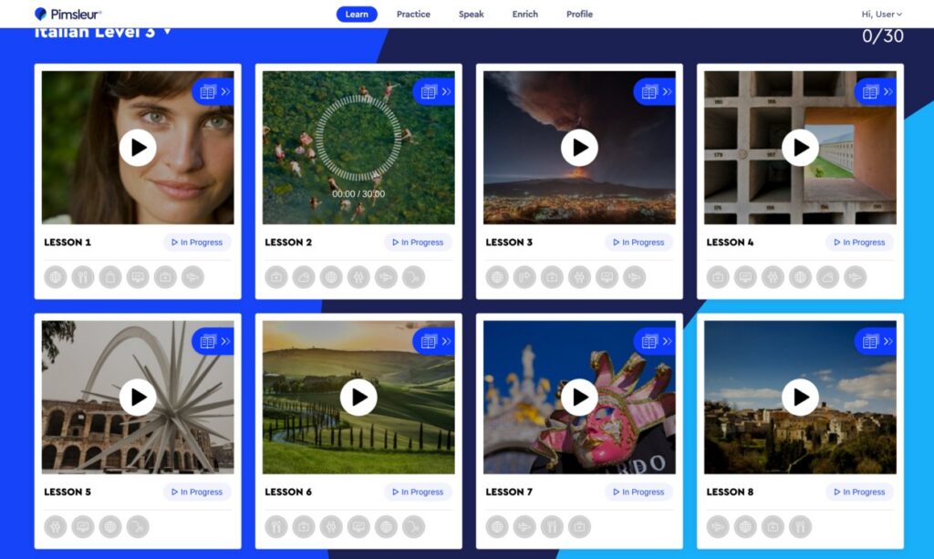 Pimsleur dashboard