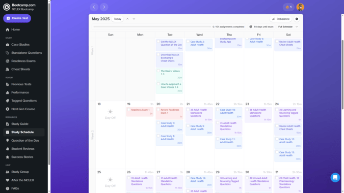 NCLEX Bootcamp Study Schedule