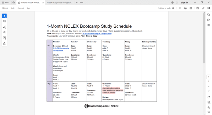 NCLEX Bootcamp Study Schedule