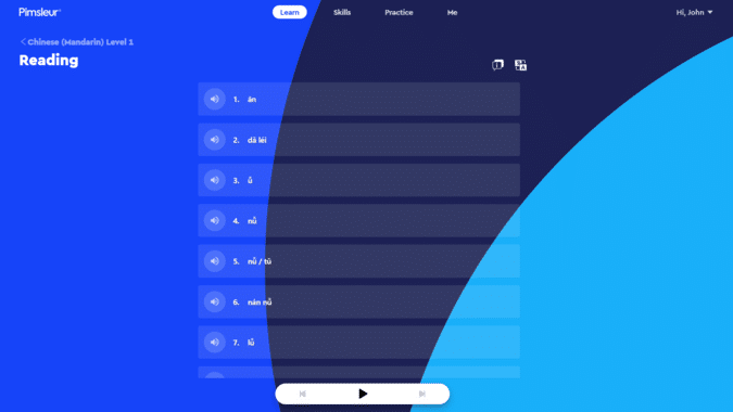 Pimsleur Mandarin drill