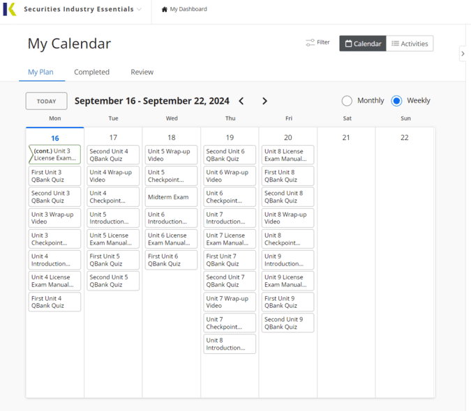 Kaplan SIE study plan