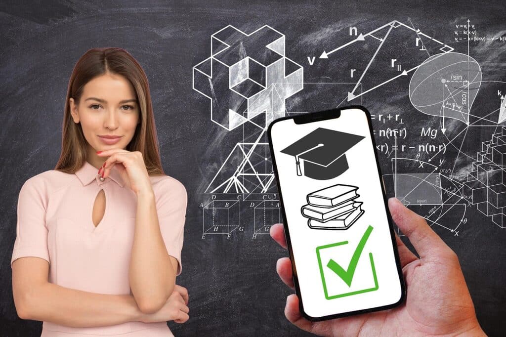 Blackboard with learning patterns on it