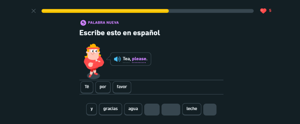 Lección de Duolingo inglés