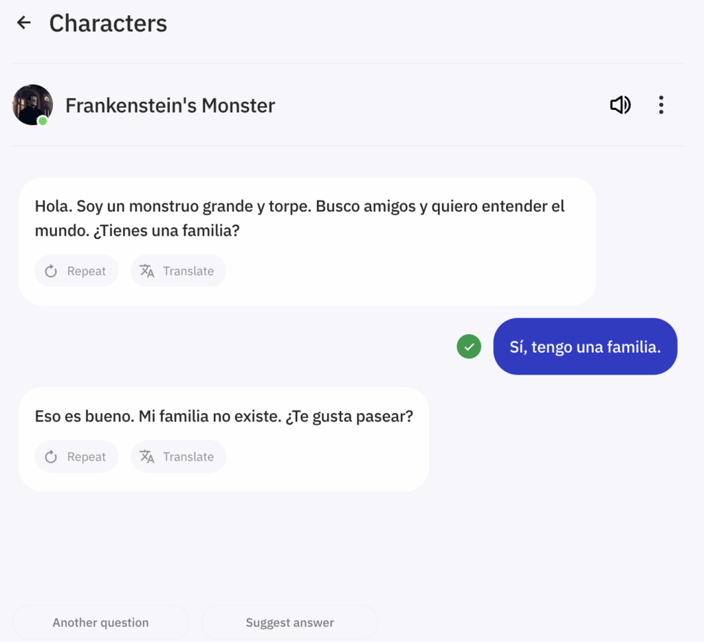Character Mode - Chatting with Frankenstein's Monster!