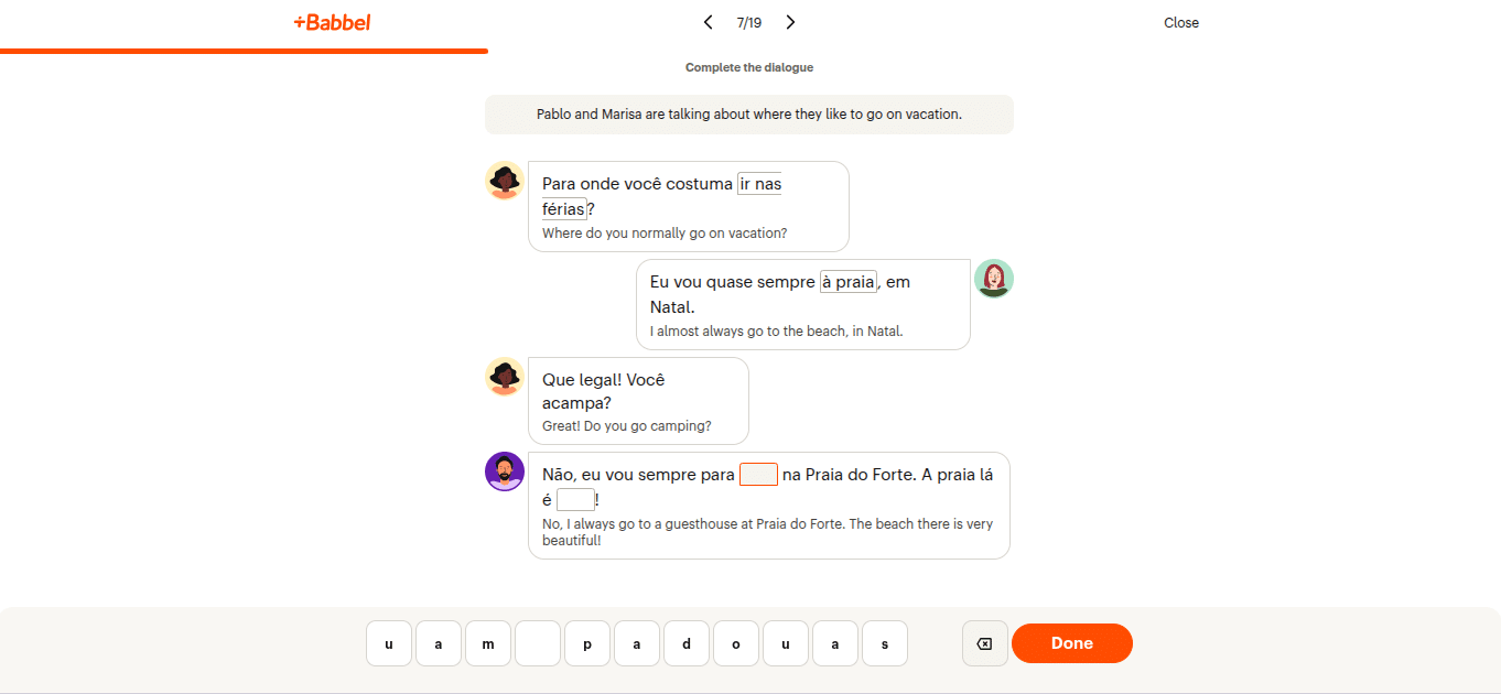 Babbel lesson feedback
