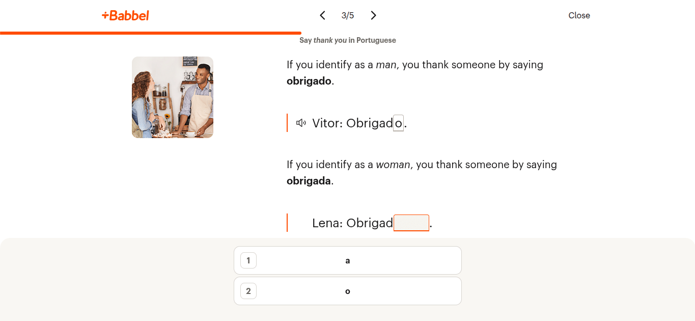 Verb lesson on Babbel