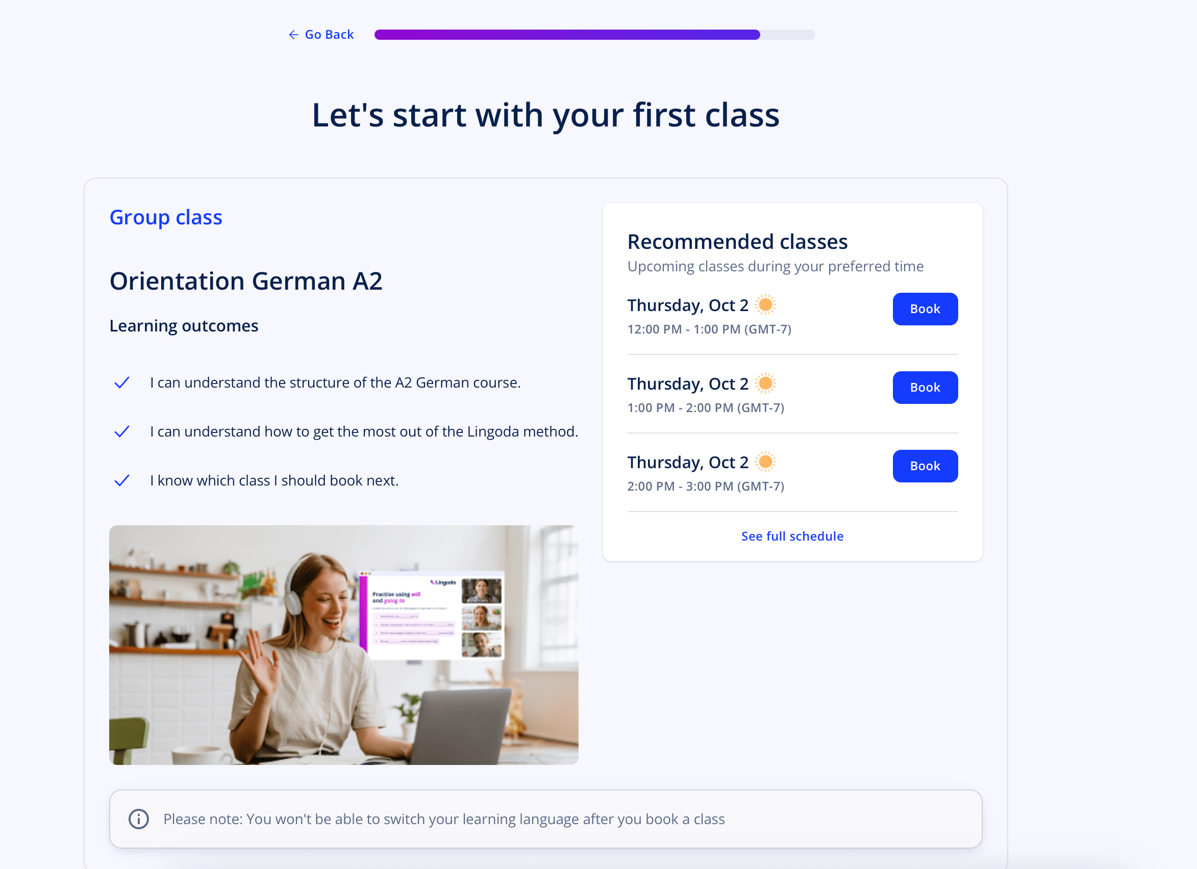 Setting up your first class with Lingoda