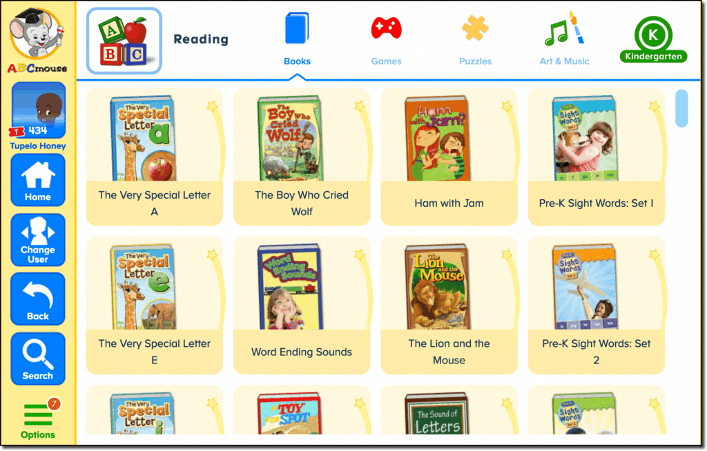 ABCmouse reading lesson.